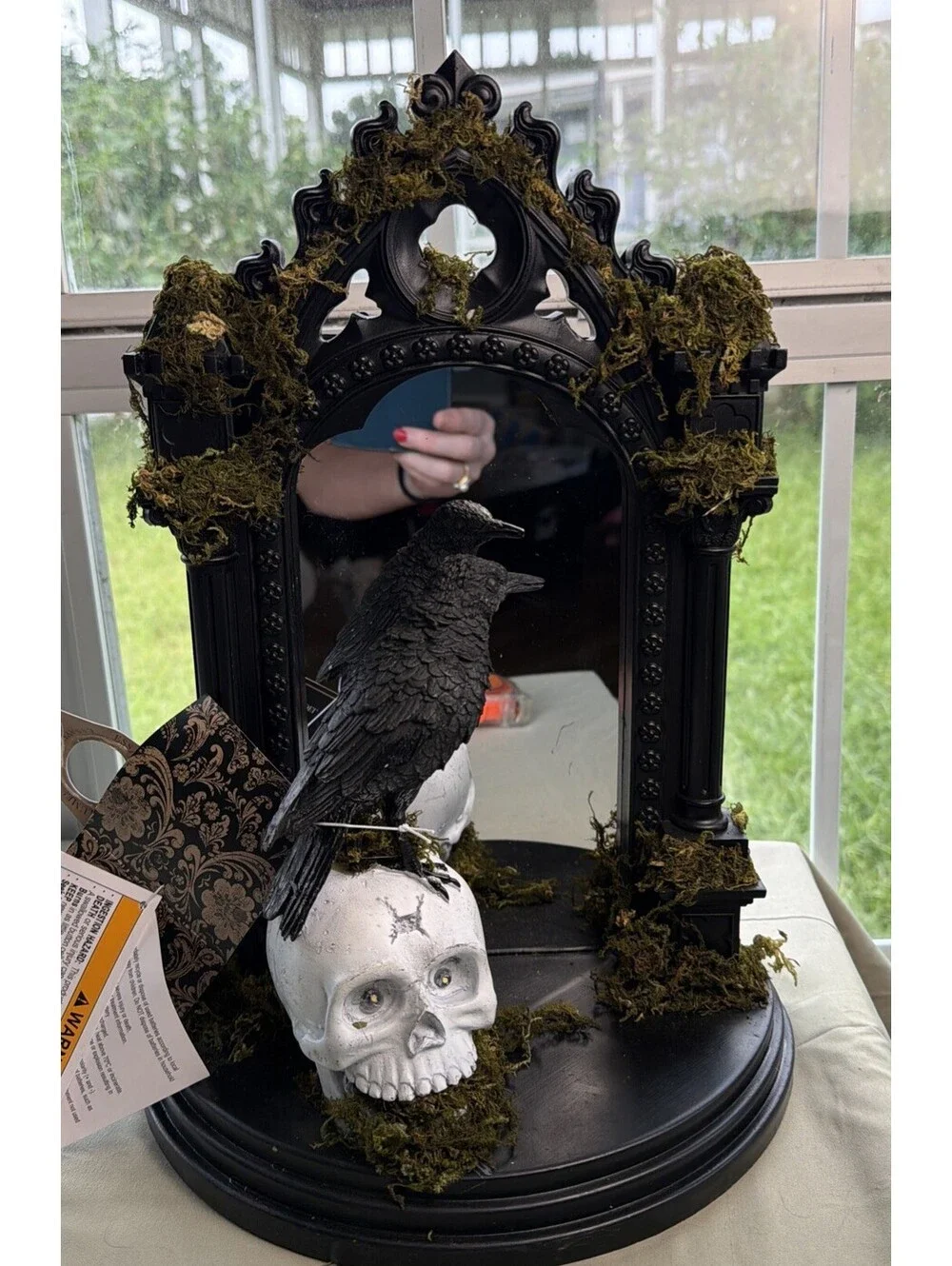 Christian Siriano LED Raven Skull Gothic Mirror Halloween Decor Lighted NWT